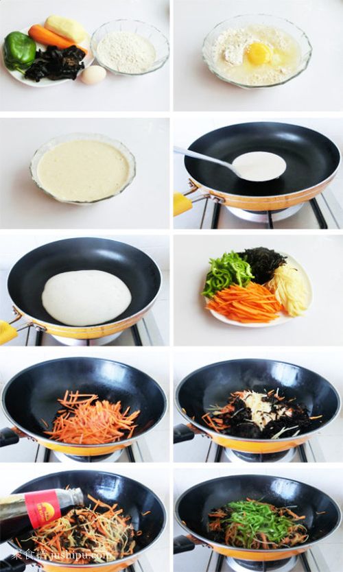 營(yíng)養(yǎng)早餐 全麥餅卷素什錦的做法 www.sk010.cn