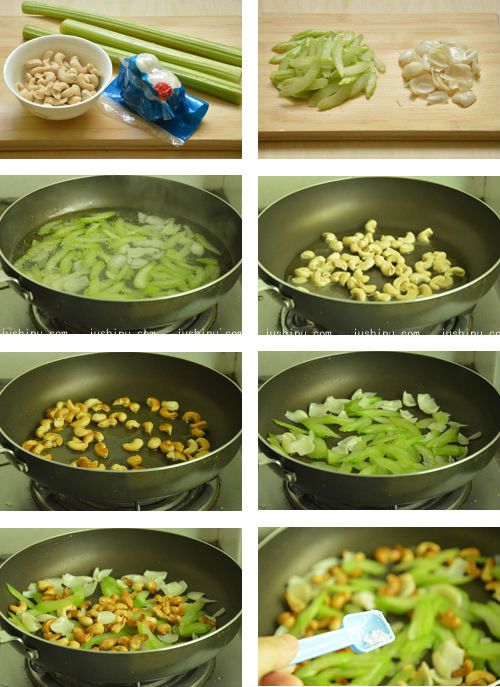 西芹百合炒腰果的做法 www.sk010.cn