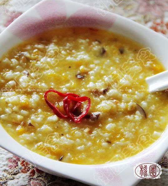 香菇南瓜月餅粥的做法 www.sk010.cn